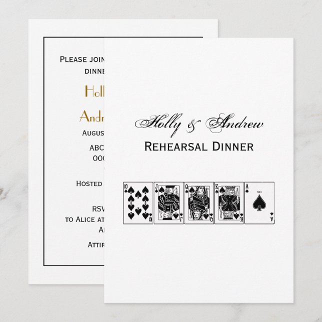 Casino Night Poker Royal Straight Flush Spader Inbjudningar (Fram/baksida)