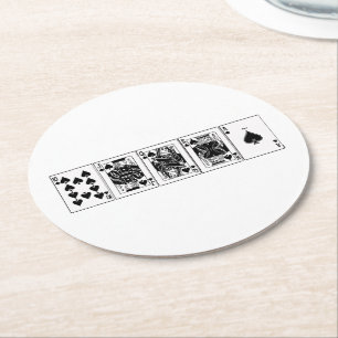 Casino Night Poker Royal Straight Flush Spader Underlägg Papper Rund