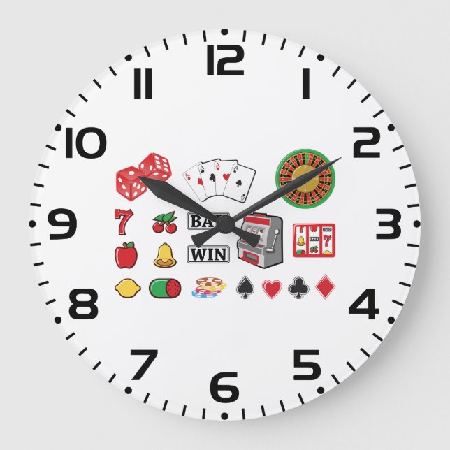 Casino Night Slot Machine Poker Lucky 7s Stor Klocka (Framsida)