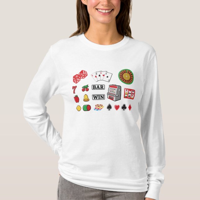 Casino Night Slot Machine Poker Lucky 7s T Shirt (Framsida)