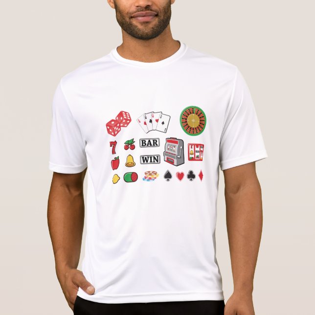 Casino Night Slot Machine Poker Lucky 7s T Shirt (Framsida)
