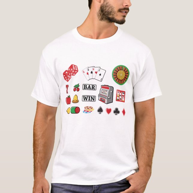 Casino Night Slot Machine Poker Lucky 7s T Shirt (Framsida)