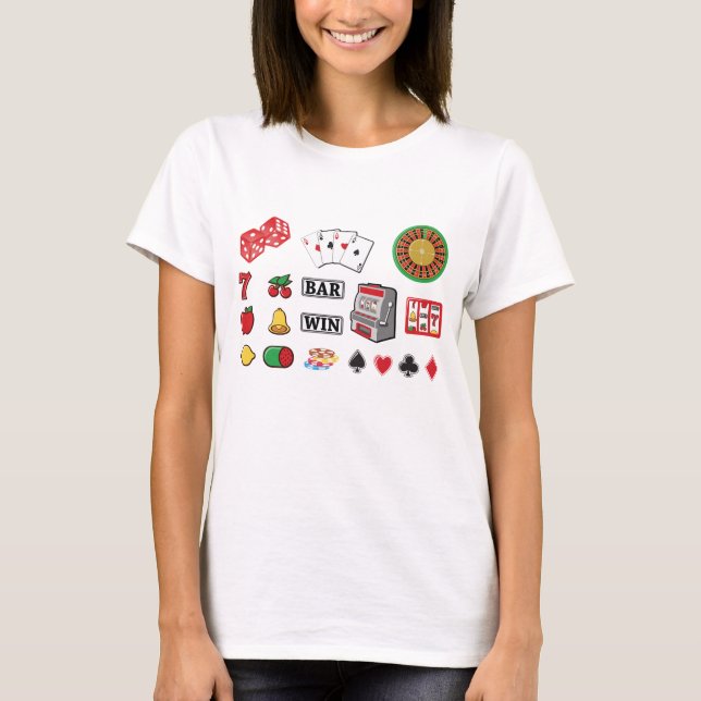 Casino Night Slot Machine Poker Lucky 7s T Shirt (Framsida)