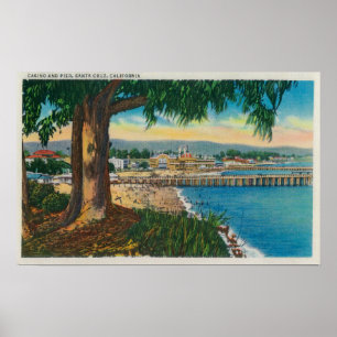 Casino och Pier, Santa Cruz, Santa Cruz, CA Poster