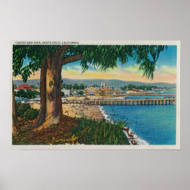 Casino och Pier, Santa Cruz, Santa Cruz, CA Poster (Framsidan)