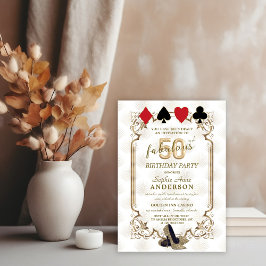 Casino Poker Art Deco 50 och Fabulous Birthday Inbjudningar