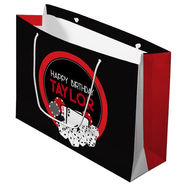 Casino Poker Birthday Gift Bag (Framsidan Vinklad)