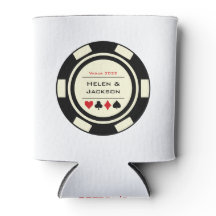 Casino Poker Chip Black Cream White Vegas Bröllop