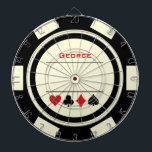Casino Poker Chip Black Off White Vegas Darttavla<br><div class="desc">Den här vita och svarta pokerbrädan chip stil skulle ge en fantastisk gåva till dig själv eller till den kasinokloserande personen i ditt liv. Anpassa designen med namn.</div>