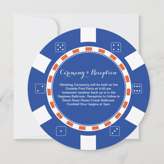 Casino Poker Chip| Information om Bröllop Inbjudningar (Framsida)
