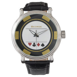 Casino Poker Chip Las Vegas Black Guld Armbandsur