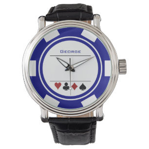 Casino Poker Chip Las Vegas White Navy Blue Armbandsur