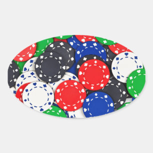 Casino poker chip ovalt klistermärke