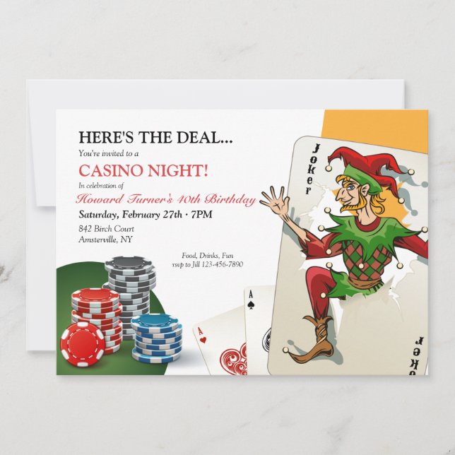 Casino Poker Natt Inbjudningar (Framsida)