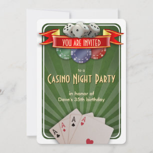 Casino Poker Night Modern Födelsedagsfest Inbjudningar