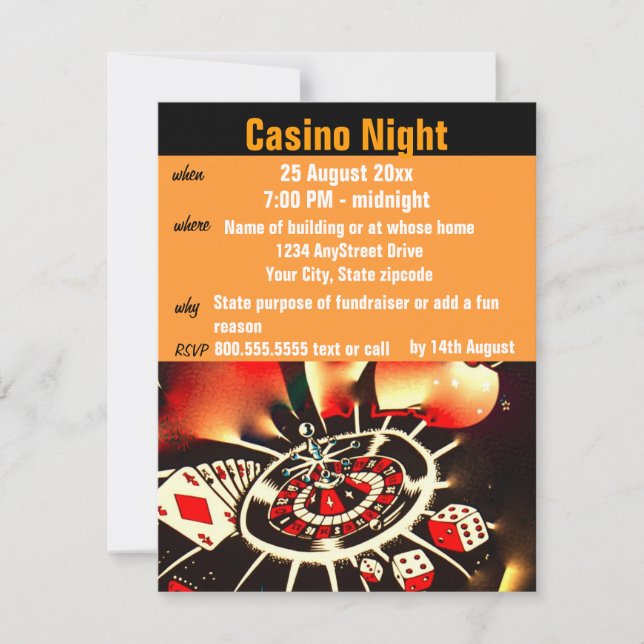 Casino Poker Night Party Inbjudningar (Framsida)