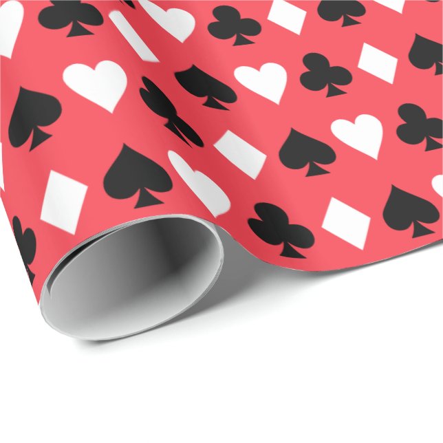 Casino Poker Spelkort Symboler Mönster Presentpapper (Rullad Hörn)