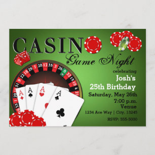 CASINO Poker Vegas Party Födelsedagsinbjudningar Inbjudningar