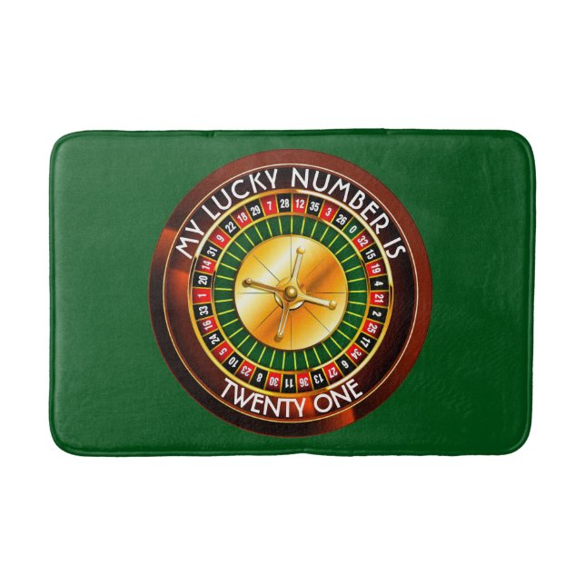 Casino Roulette-hjul med ditt lyckliga nummer Badrumsmatta (Framsidan)