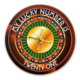 Casino Roulette-hjul med ditt lyckliga nummer Knopp