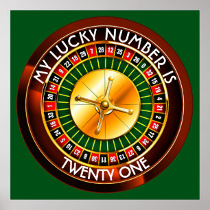 Casino Roulette-hjul med ditt lyckliga nummer Poster