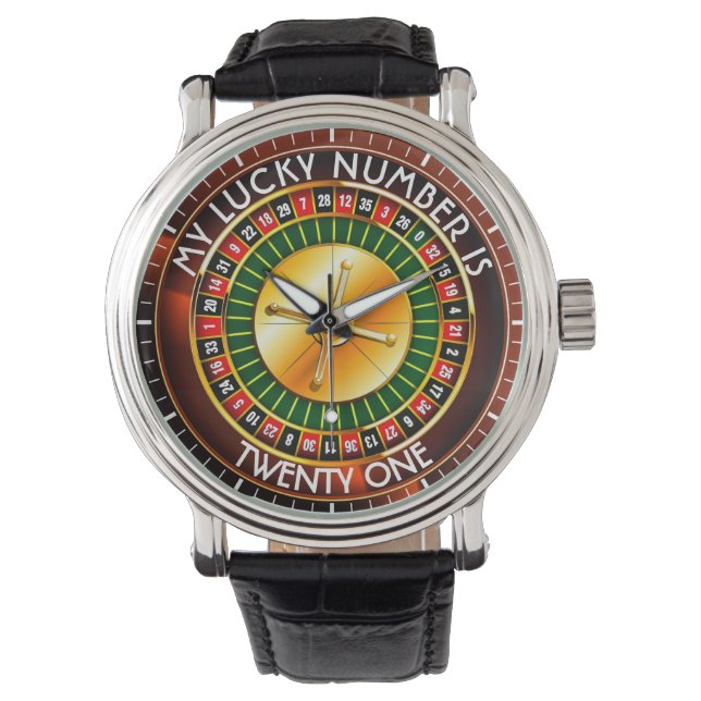Casino Roulette Wheel med ditt lyckliga nummer Armbandsur (Framsida)