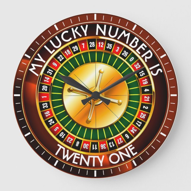 Casino Roulette Wheel med ditt lyckliga nummer Stor Klocka (Framsida)