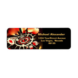 Casino Spelare Black, Guld, Red Icons Returadress Etikett