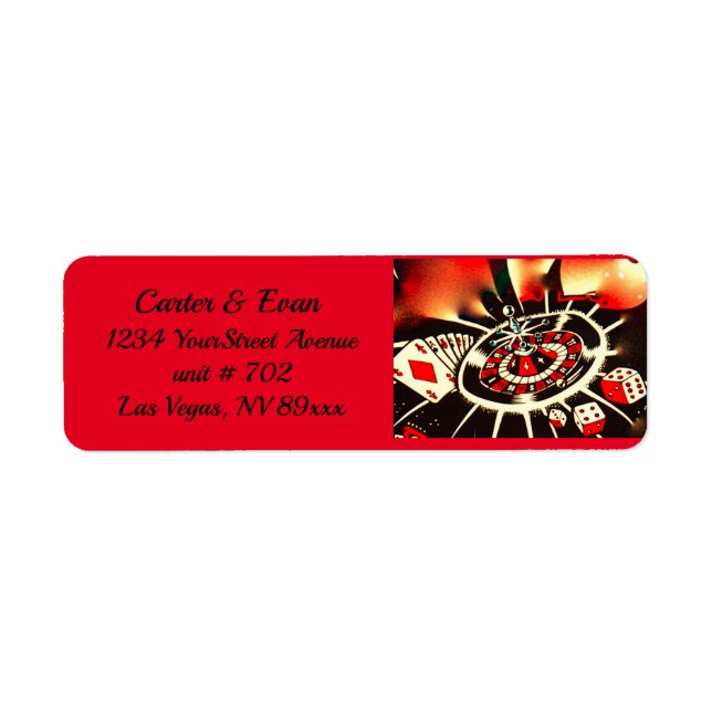 Casino Spelare Black, Guld, Red Returadress Etikett (Framsidan)