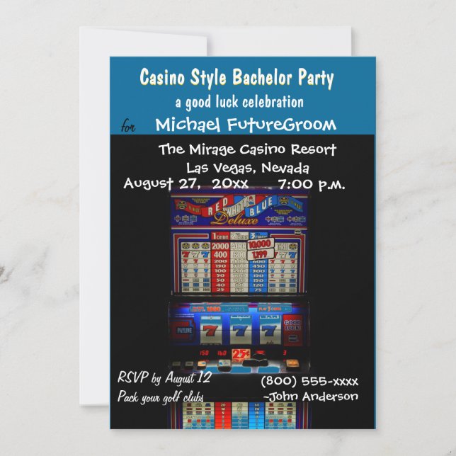 Casino Spelautomat Svärmningsparty Inbjudningar (Framsida)