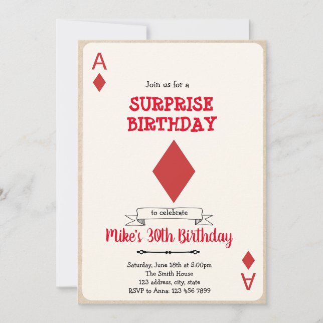 Casino spelkort inbjudan (Framsida)