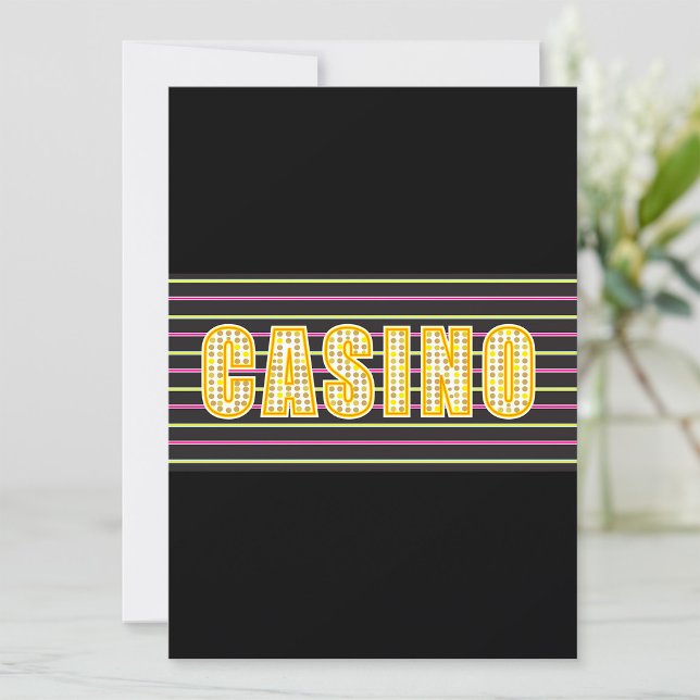 Casino-tecken med Neon Polka Dot Brev Inbjudningar (Skapare uppladdad)
