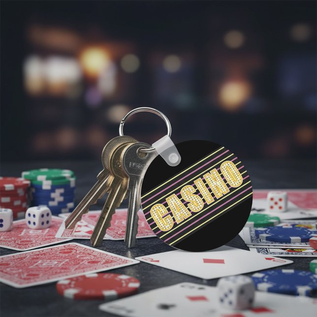 Casino-tecken med Neon Polka Dot Brev Nyckelring (Skapare uppladdad)