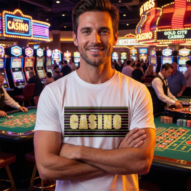 Casino-tecken med Neon Polka Dot Brev T Shirt (Skapare uppladdad)