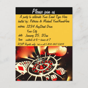 Casino Theme Black och Guld Inbjudningar