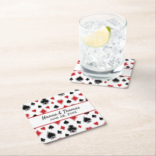 Casino Theme Las Vegas Bröllop Underlägg Papper Kvadrat