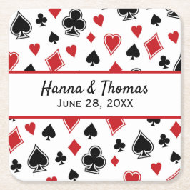Casino Theme Las Vegas Bröllop Underlägg Papper Kvadrat