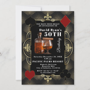 Casino Vegas Cognac Och Cigarrett 50-årsfest Inbjudningar
