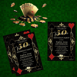 Casino Vegas Poker 50 och Fabulous Födelsedagsfest Inbjudningar