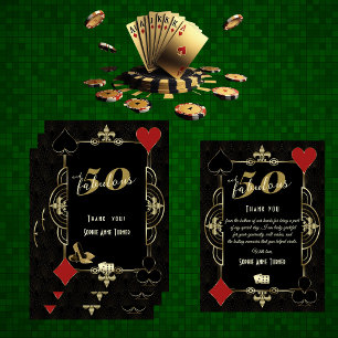 Casino Vegas Poker 50 och Fabulous Födelsedagsfest Tack Kort