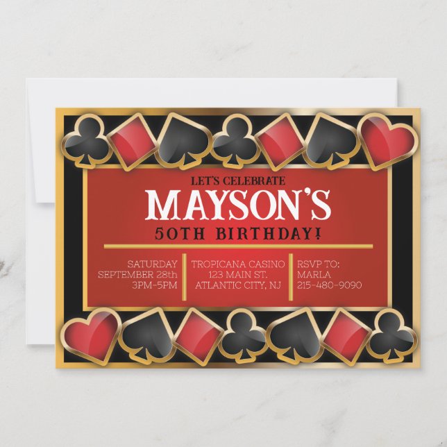 CASINO-visitkort Födelsedagsfest inbjudan (Framsida)