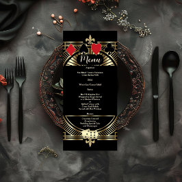 CasinoGold Black Art Deco Roaring 20 år Bröllop Meny