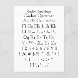 Caslon Open-face - Zazzle Font Sampler Lakan Vykort
