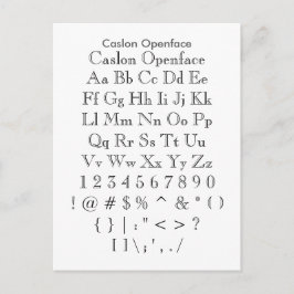Caslon Open-face - Zazzle Font Sampler Lakan Vykort