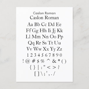 Caslon Roman - Zazzle Font Sampler Lakan Vykort