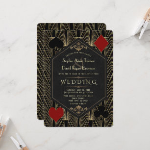 Casono Roaring 20s Great Gatsby Art Deco Bröllop Inbjudningar