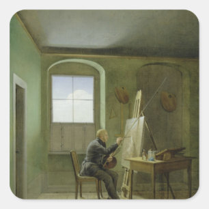 Caspar David Friedrich i hans studio, 1811 Fyrkantigt Klistermärke