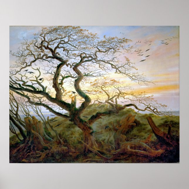 Caspar David Friedrich Träd i Kråkor Poster (Framsidan)
