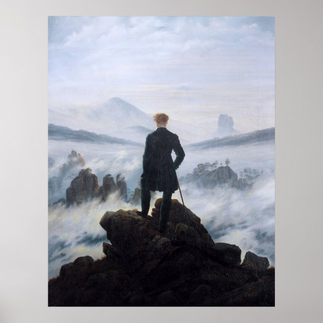 CASPAR DAVID FRIEDRICH - Wanderer ovanför havet Poster (Framsidan)