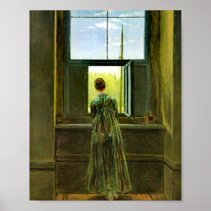 Caspar David Friedrich Woman på en Window Poster